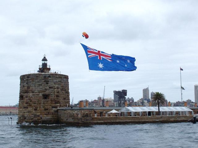 sydney fort denison and a flying australian flag