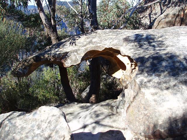 wind eroded formation near anvil rock, blue mountains national park
