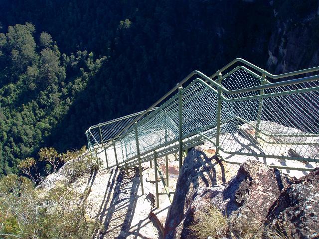 steps down to the pulpit rock lookout on the edge of the grose valley, blackheath, blue mountains
