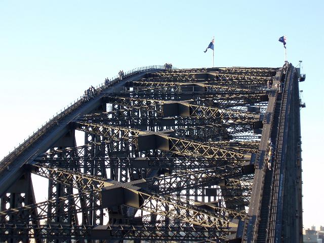 visitors waking across the top of the sydney harbour bridge