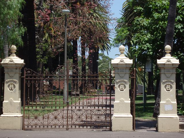 histroic entrance gates at redfern park, sydney
