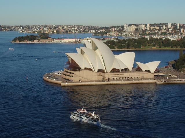 iconic sydney landmark and symbol of australia as viewed from the harbour bridge