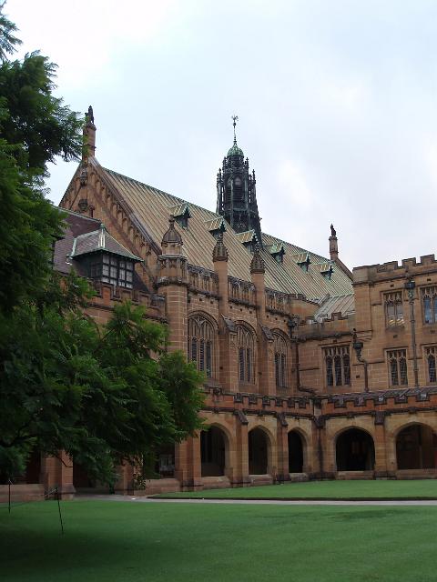 gothic revival buidings of sydney university quadrangle, founded 1850 and built to look like the universities in england