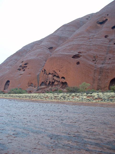 textures of the arkose sandstone rock of uluru highlightes by a shower of rain - ayres rock