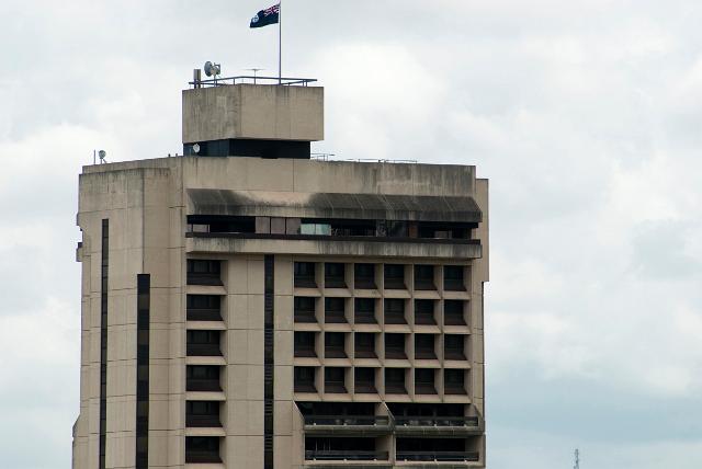 telephone view of the top section of the parliamentary annex tower, brisbane