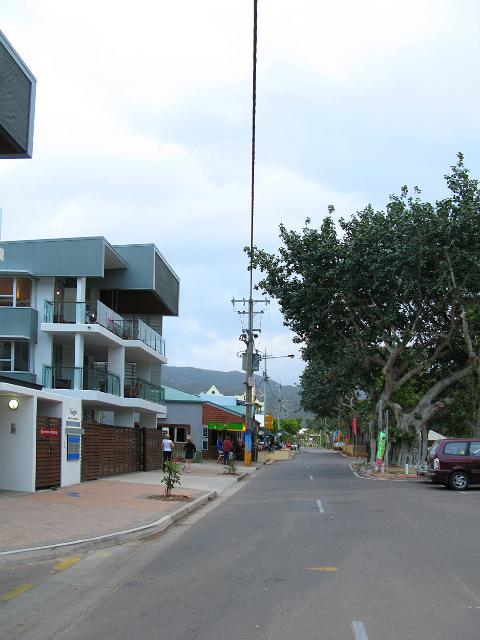 the main street along the waterfront of the small town of horseshoe bay magnetic island