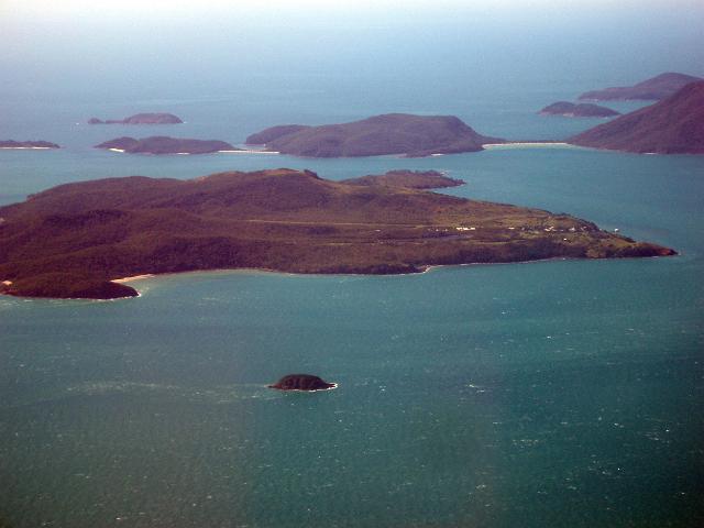 an aerial view of linderman island in the whitsunday island group, queensland