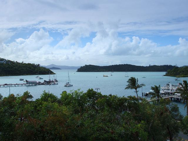 looking down across shute harbour from a hill, north queensland