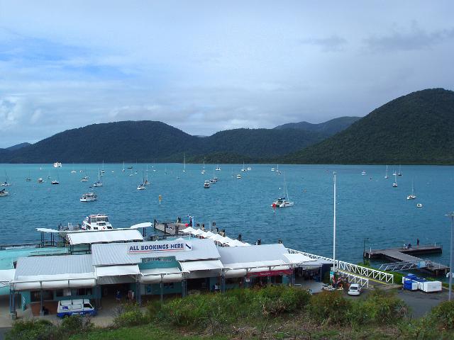 building and jetty of the shute harbour ferry terminal, whitsundays, queensland