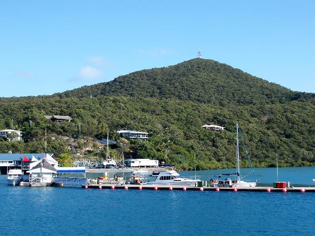 boat jetties at shute harbour on a bright sunny day, whitsundays, north queensland