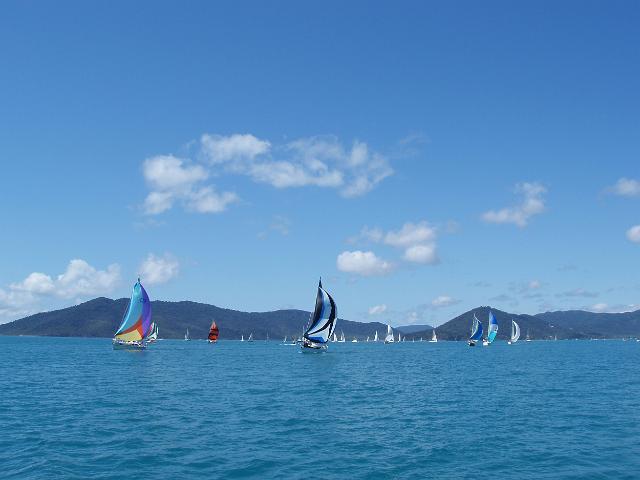 yachts sailing on pioneer bay during the airlie beach race week