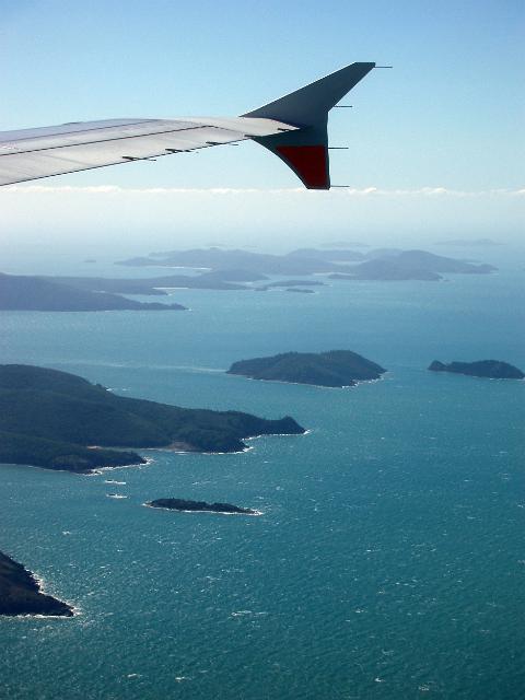 an aerial view of the whitsunday islands viewed from a plane