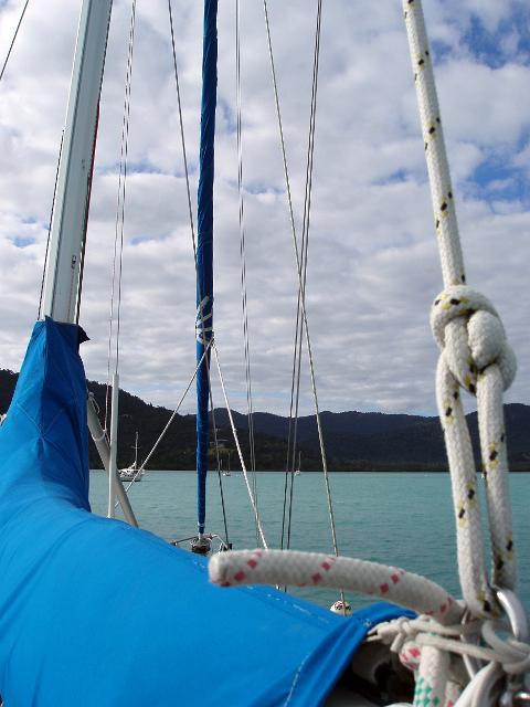 yacht rigging on a boat anchored in the whitsunday islands, queensland