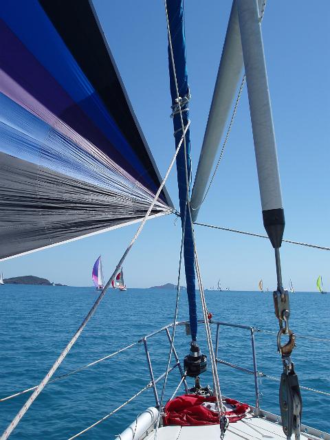 a view from the front of a racing yacht during the arilie race week