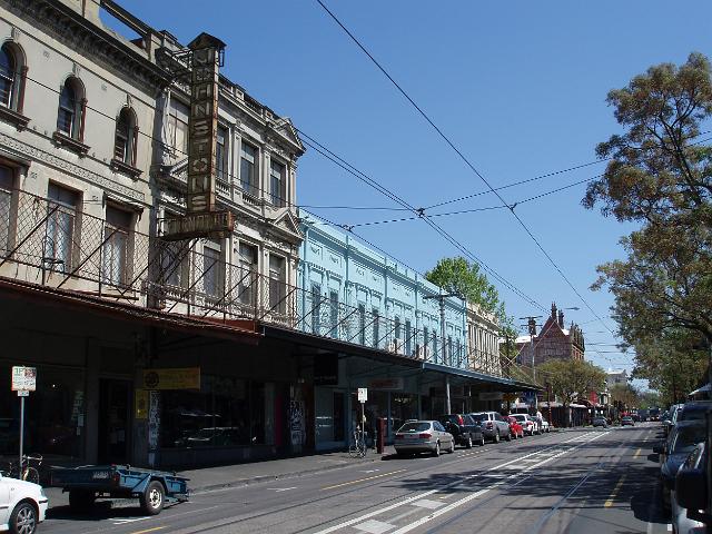 historic shopping parade with awnings, gertrude street, melbourne