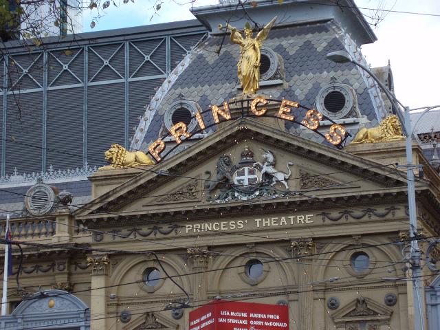 illuminated sign on the exterior of the princess threatre, melbourne