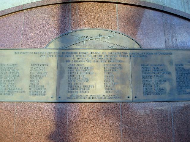 memorial plaque on the westgate bridge, melbourne