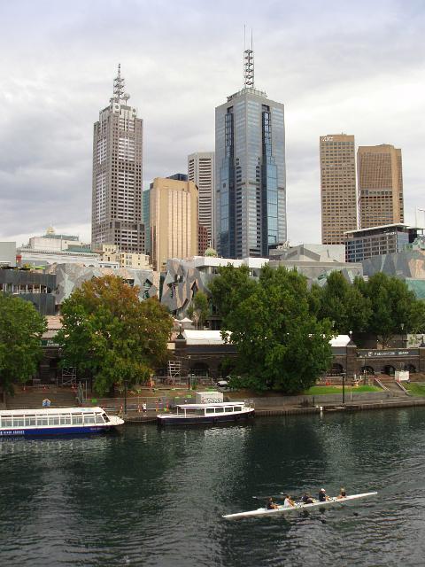 rowing down the yarra river flowing through central melbourne