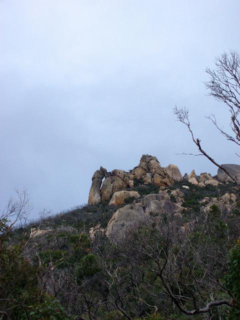 rounded unusual shaped granite boulders on the slopes of mount oberon