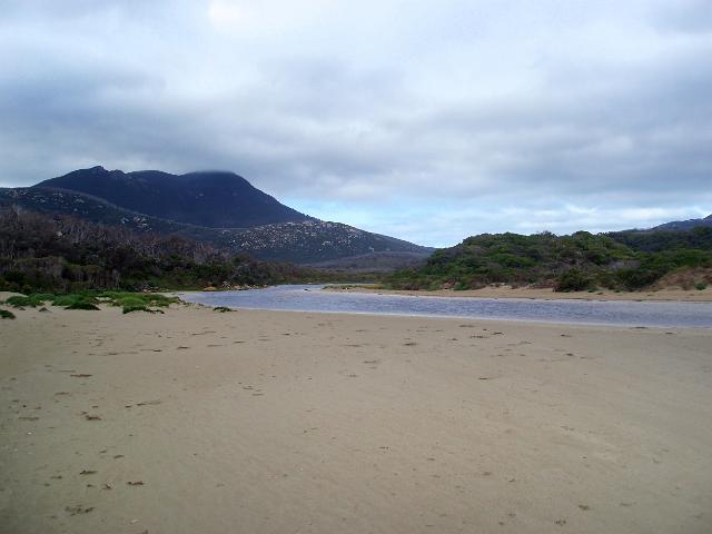 a view from oberon beach looking towards mount oberon, wilsons promontory, victoria
