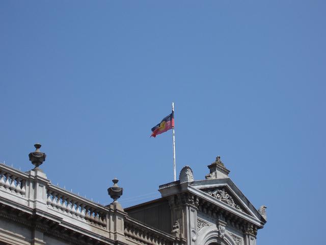 aboriginal flag on the roof of ballarat town hall