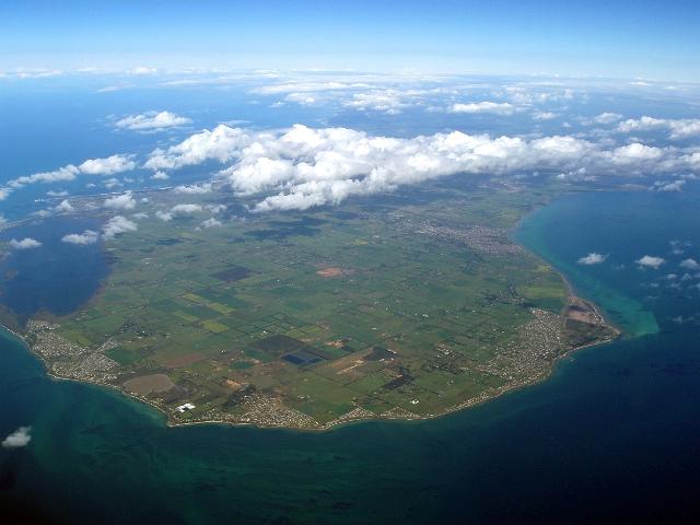 an aerial view of indented head on the victoria coast