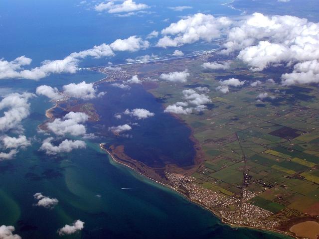 a panoramic view of queenscliff from the air
