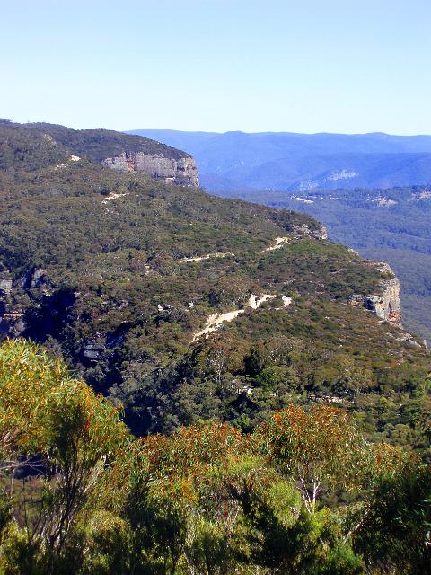 looking along a line of cliffs that separate the narrowneck plateau from the megalong valley, blue mountains national park