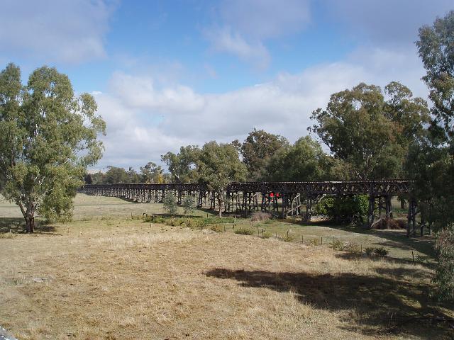 a view of the old wooden railway viaduct, Gundagai, NSW