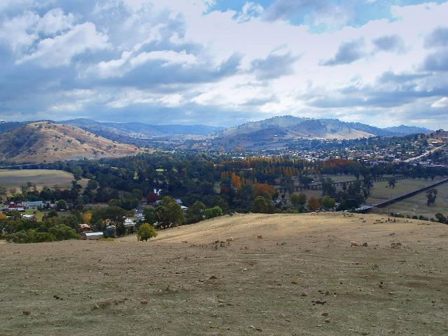 looking down on the town of gundagai, new south wales