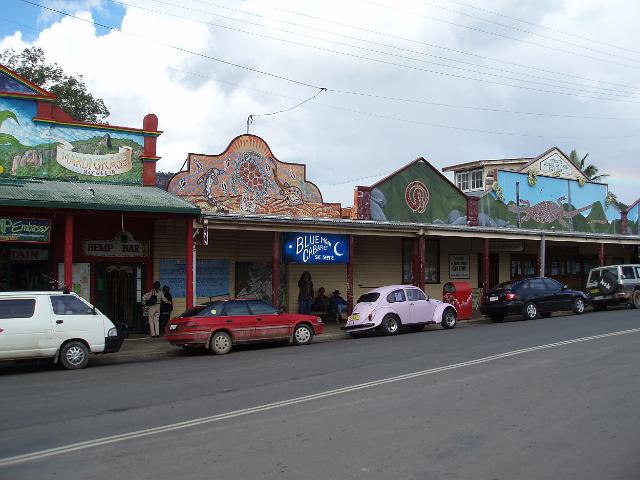 shops along the sides of nimbins main street, nimbin famous for its hippy culture