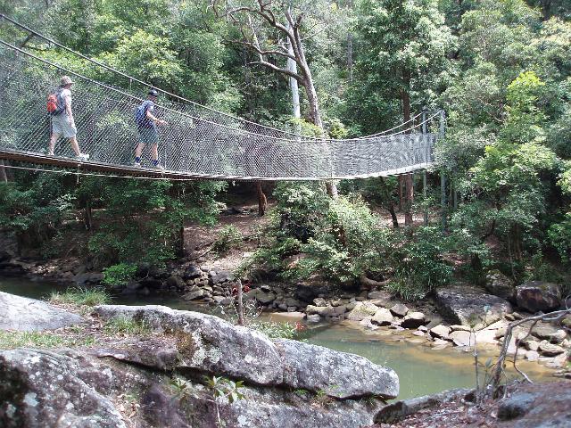 a suspension bridge on a footpath round the girrakool loop