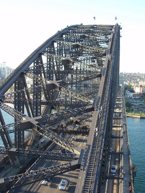 an aerial view of the sydney harbour bridge