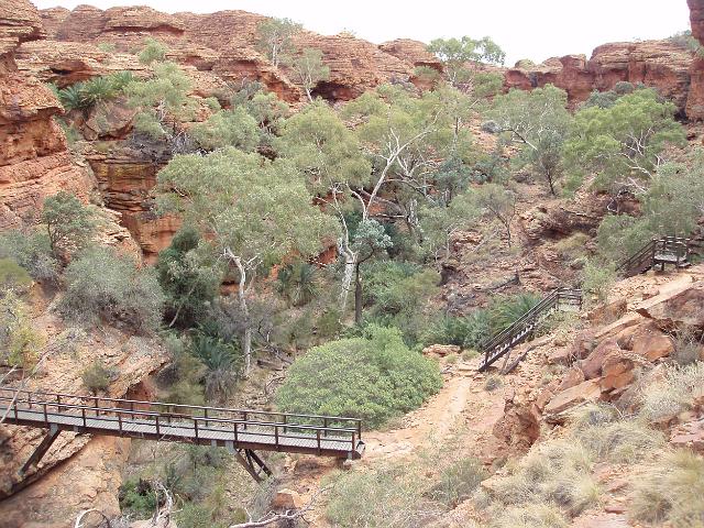 a footbridge across kings canyon in the garden of eden, Watarrka national park, NT