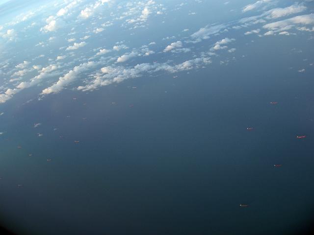 lines of bulk carrier vessels off the queensland coast at gladstone