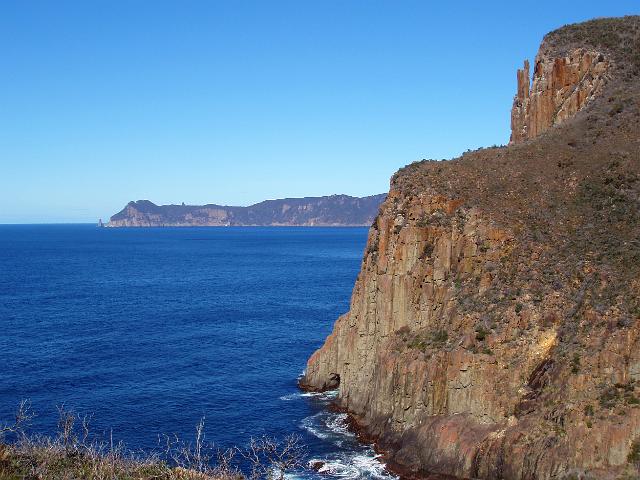 a view of Cape pillar in the distance from Cape Hauy
